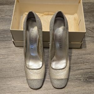 Vintage Silver Sparkle Heels Sz 7.5 M